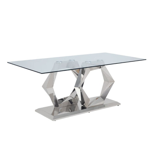 CARRETTA - Modern Glass & Metal 9 pieces Dining Room Set