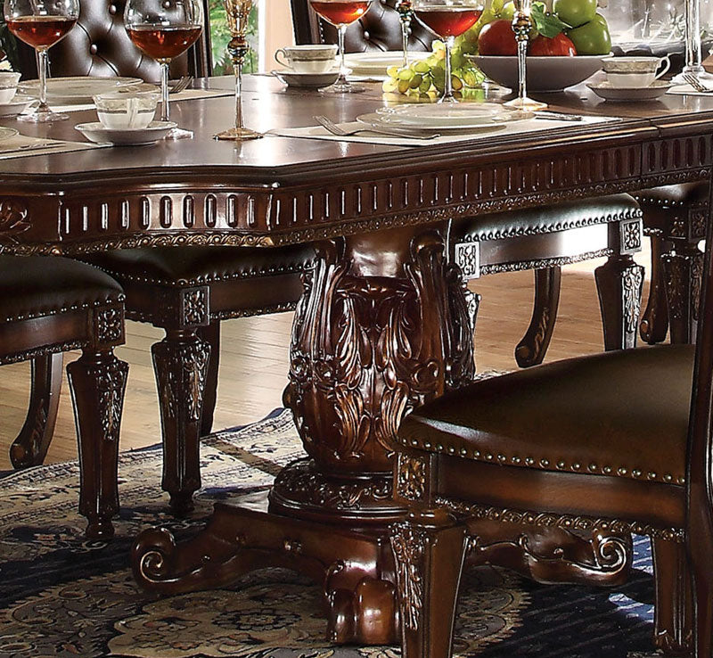 MAJORCA - Traditional Cherry Brown Finish - 11 pieces Dining Set