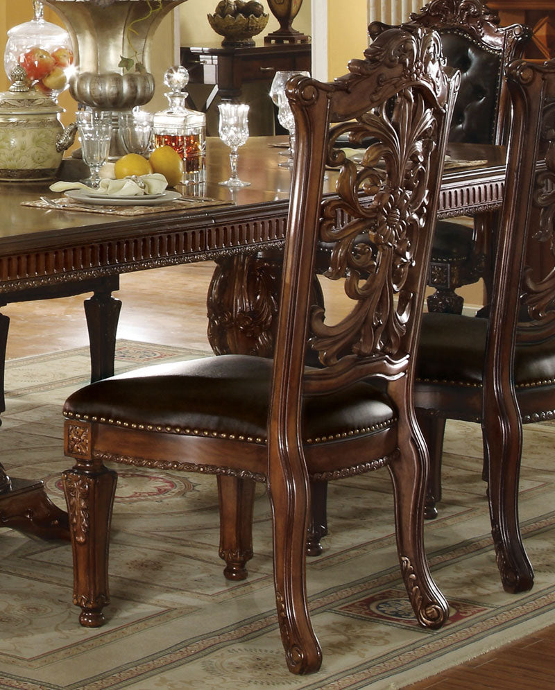 MAJORCA - Traditional Cherry Brown Finish - 11 pieces Dining Set