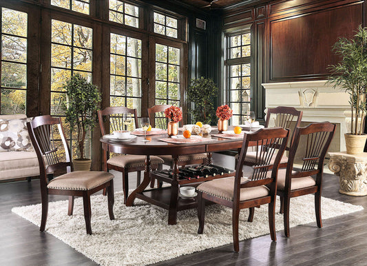 LOMBARDY - Cottage Cherry Brown Finish - 7 pieces Dining Set