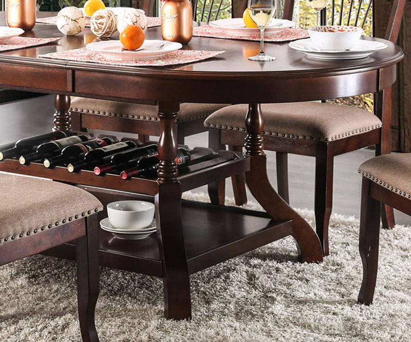 LOMBARDY - Cottage Cherry Brown Finish - 7 pieces Dining Set