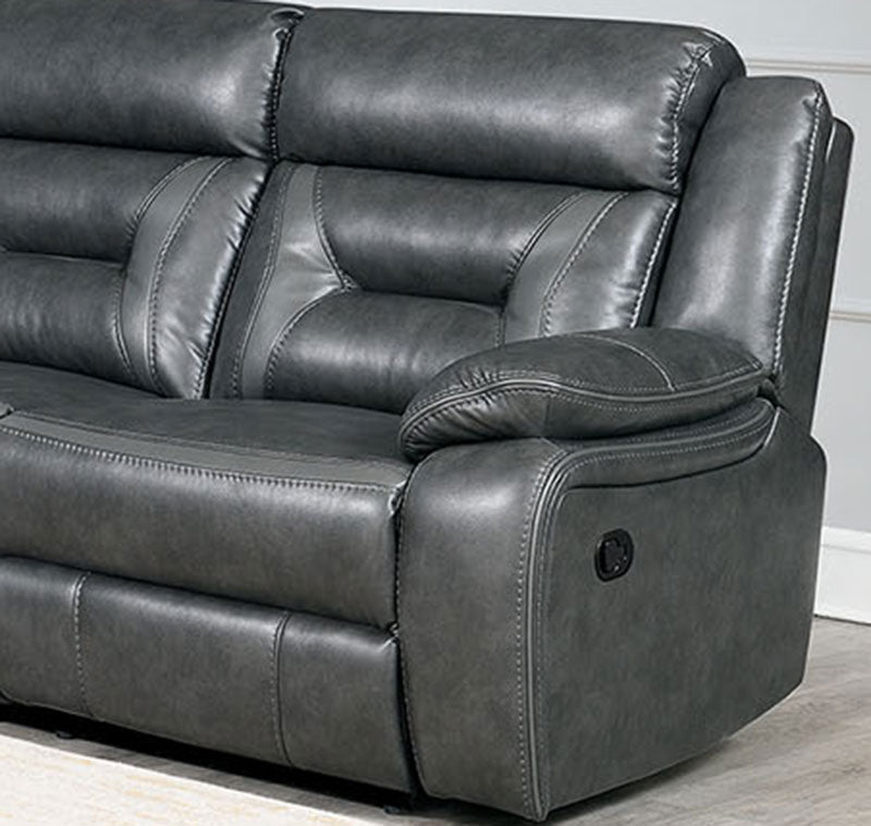 HIGHLIGHTS - Modern Living Room Gray Faux Leather Power Reclining Sofa Sectional