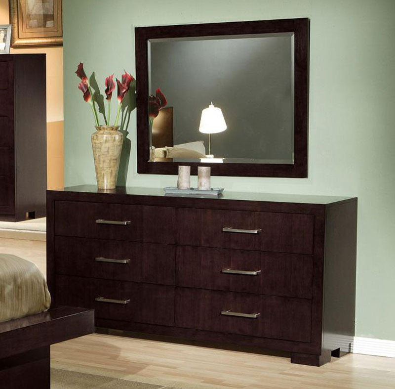 ROSS - Minimalist Modern Glossy Cappuccino Brown 5 pieces Bedroom Set