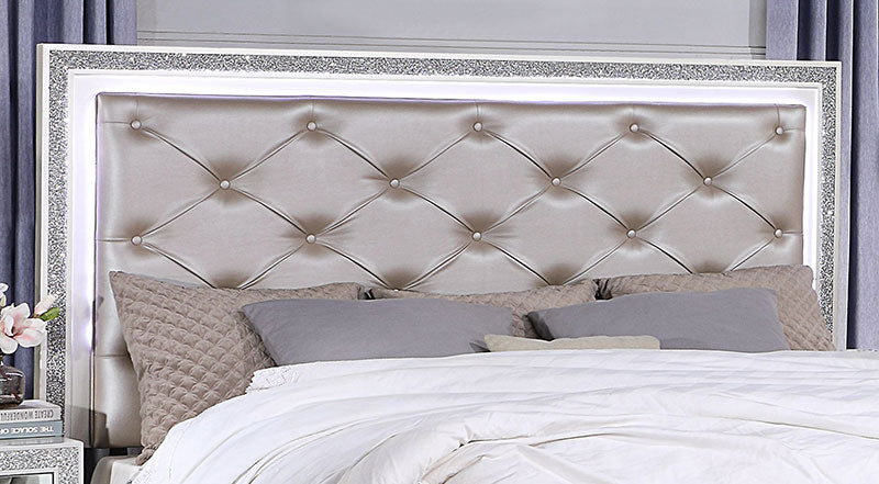 MATTIA - Modern Glam Style Silver 5 piece Bedroom Set