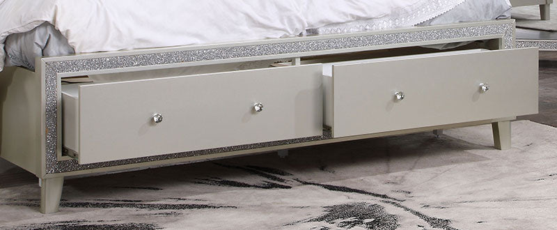MATTIA - Modern Glam Style Silver 5 piece Storage Bedroom Set