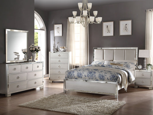 SABINE - Modern Platinum & Mirrored 5 piece Bedroom Set