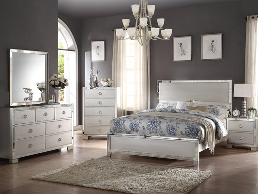 HARLAN - Modern Platinum & Mirrored 5 piece Bedroom Set