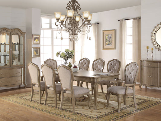 COURTLAND - Traditional Antique Taupe Finish 9 pieces Dining Room Set