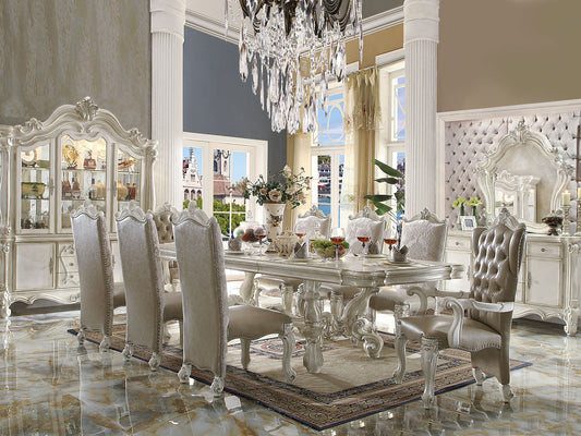 MAVELLA - Traditional Antique White Finish - 9 pieces Dining Room Set
