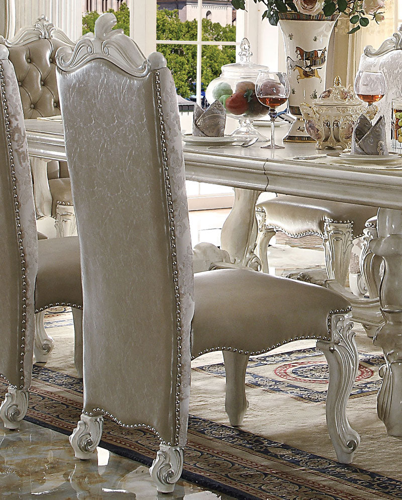 MAVELLA - Traditional Antique White Finish - 9 pieces Dining Room Set