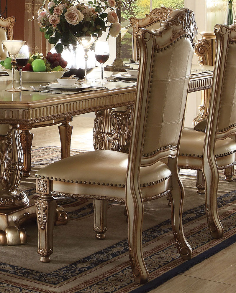 LAUREL - Traditional Gold Patina Finish 9 pieces Dining Room Set