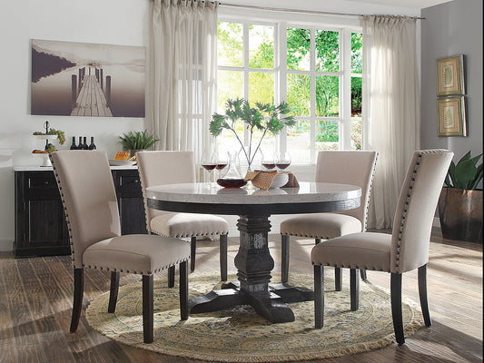 GISELA - Classic Rustic Design with Marble Top 5 pieces Dining Room Set