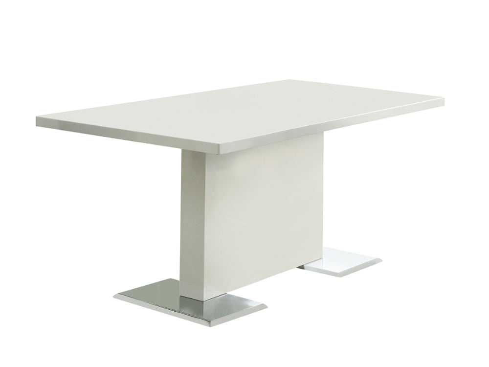 AVENITA - Modern Glossy White & Chrome Finish - 7 pieces Dining Room Set