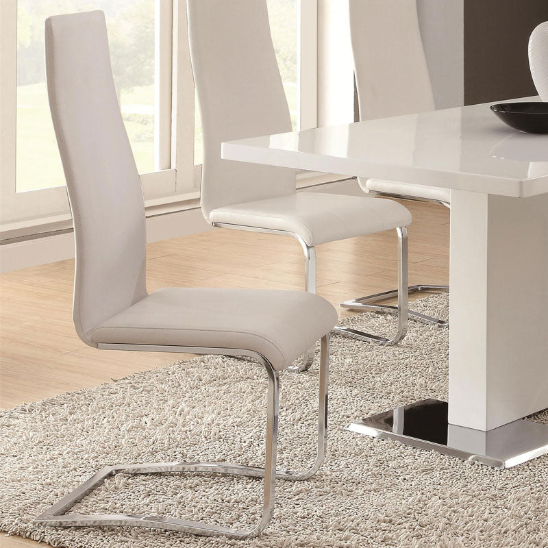 AVENITA - Modern Glossy White & Chrome Finish - 7 pieces Dining Room Set