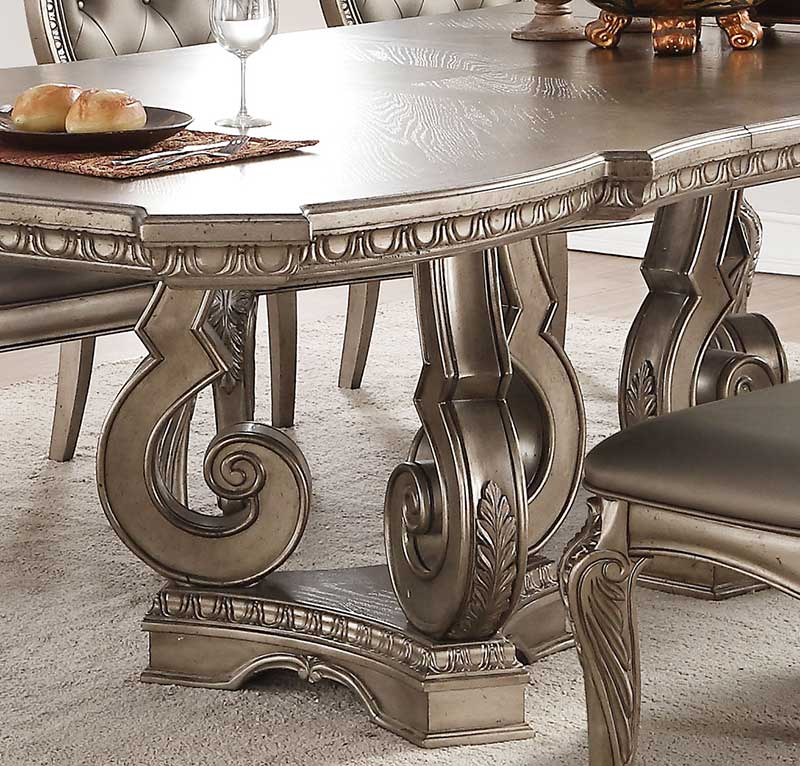 WALBROOK - Traditional Antique Silver Finish 9 pieces Dining Room Set