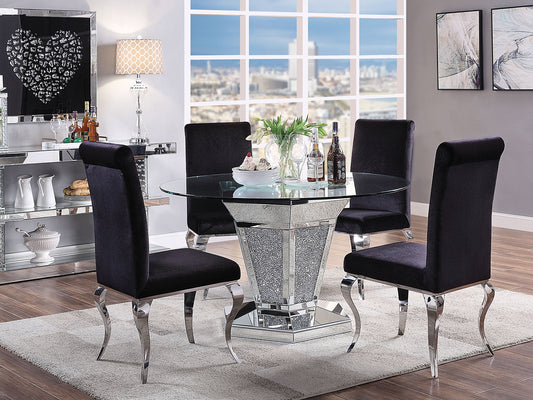 ARIS - Glam Design with Glass Top & Mirror 5 pieces Dining Room Set