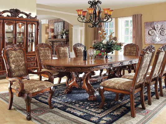 LANSFORD - Traditional Antique Brown Oak Finish - 9 pieces Dining Set