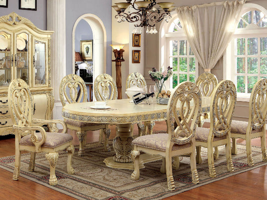 NEOMI - Traditional Antique White Finish - 9 pieces Dining Set