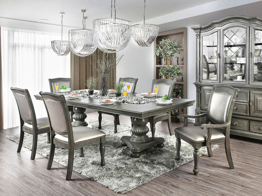GREGORY - Traditional Gray - 7 pieces Dining Set