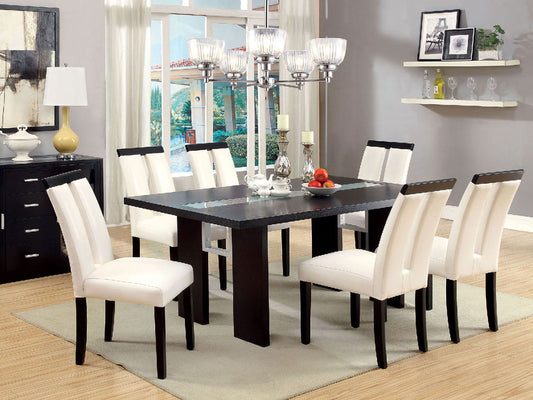 PLANET - Contemporary Black & LED Lighted - 7 pieces Dining Set