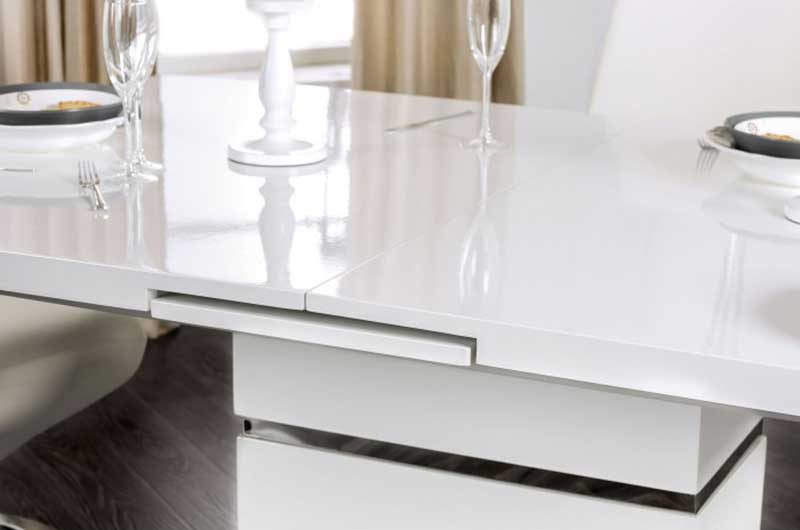 ALEX - Ultra Modern Glossy White & Chrome - 7 pieces Dining Set