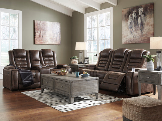 METRO - Modern Living Room Brown Faux Leather Power Reclining Sofa Loveseat Set