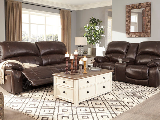 MARIAS - Modern Living Room Brown Faux Leather Power Reclining Sofa Loveseat Set