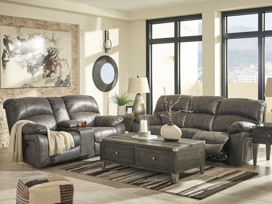 ZURICH - Modern Living Room Gray Faux Leather Power Reclining Sofa Loveseat Set