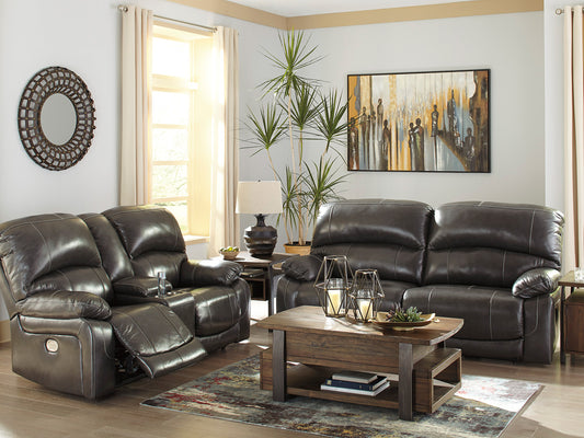 FAIRMONT - Modern Living Room Dark Gray Faux Leather Power Reclining Sofa Loveseat Set