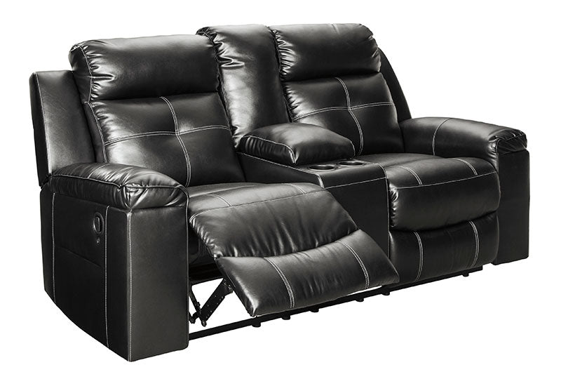 LANDMARK - Modern Living Room Black Faux Leather Reclining Sofa Loveseat Set