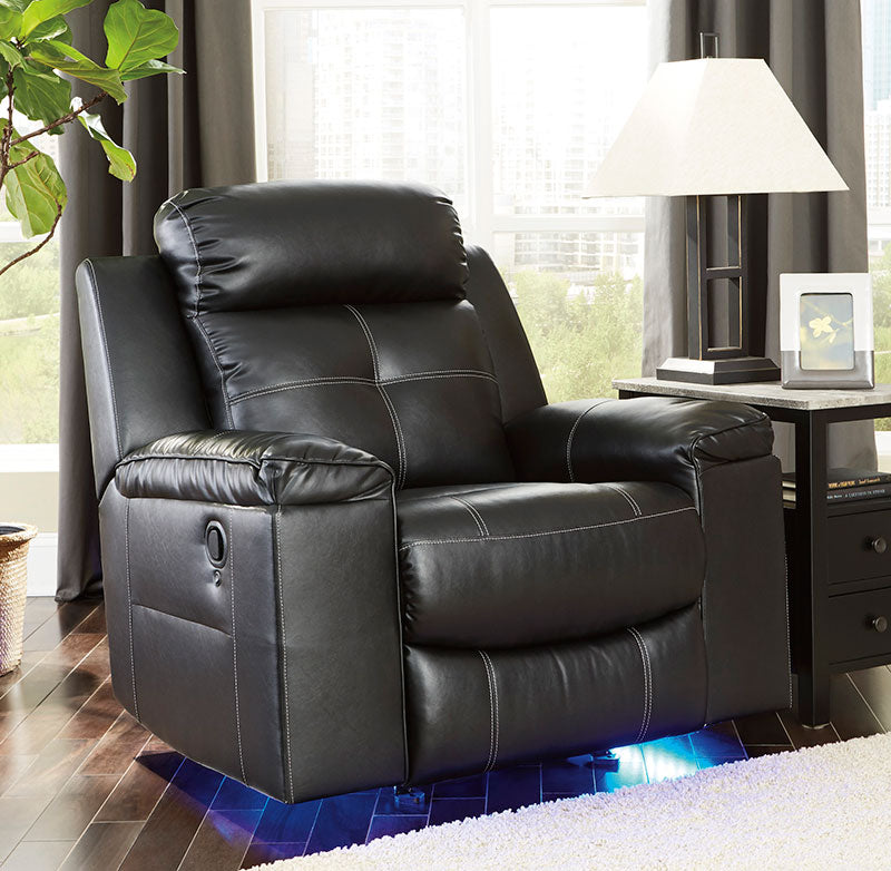 LANDMARK - Modern Living Room Black Faux Leather Reclining Sofa Loveseat Set