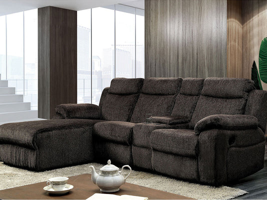 JADEN - Modern Living Room Gray Fabric Reclining Sofa Sectional Set