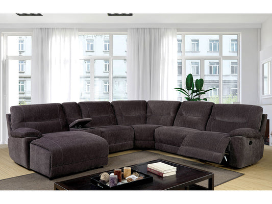 MARCELLA - Modern Living Room Dark Gray Fabric Reclining Sofa Sectional Set