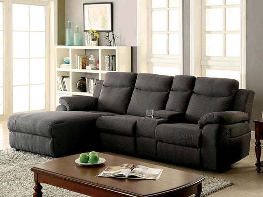 STUTTGART - Modern Living Room Dark Gray Fabric Reclining Sofa Sectional Set