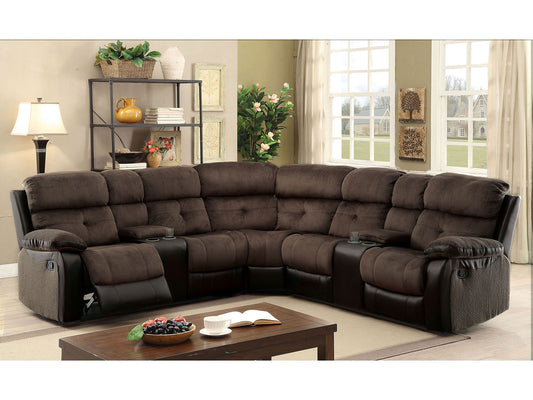 WESTMONT - Modern Living Room Black & Brown Fabric Reclining Sofa Sectional Set