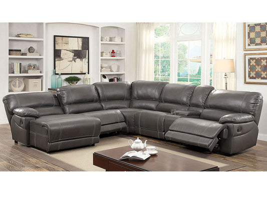 SHEILA - Modern Living Room Gray Leatherette Reclining Sofa Sectional Set
