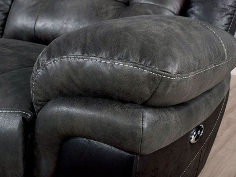 COVINA - Modern Living Room Black & Gray Leatherette Power Reclining Sofa Sectional Set