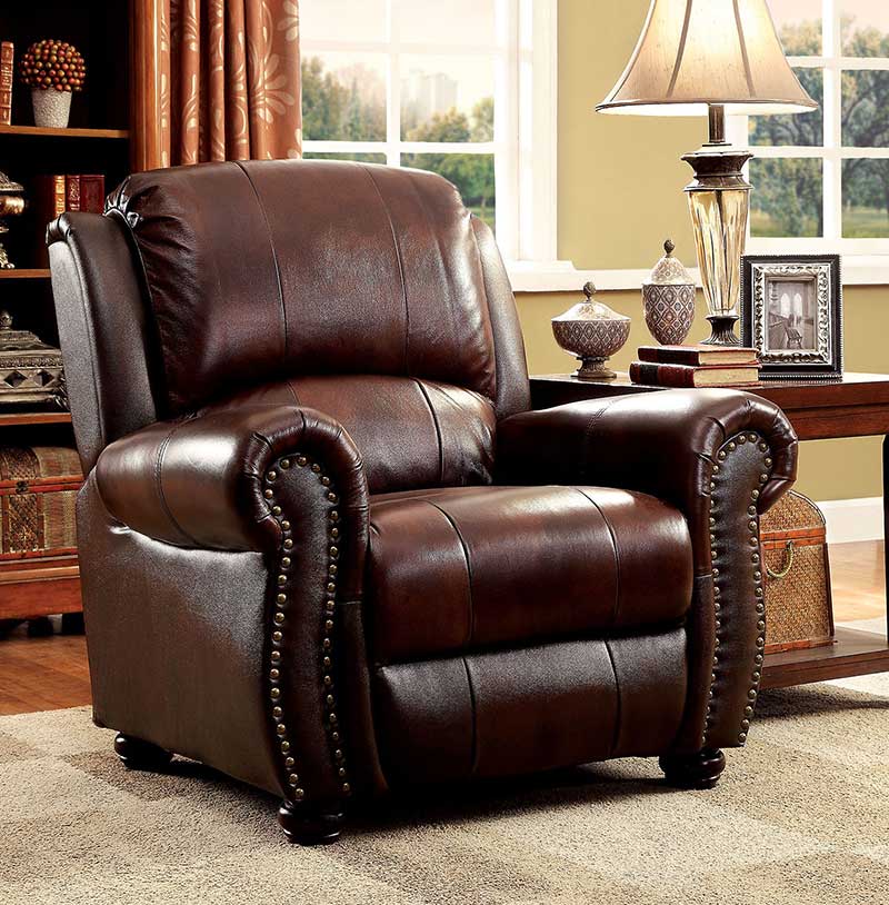 CAZADOR - Traditional Living Room Brown Leather Sofa & Loveseat Set