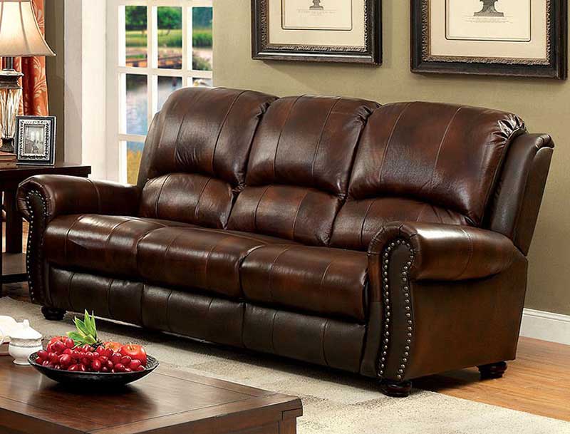 CAZADOR - Traditional Living Room Brown Leather Sofa & Loveseat Set