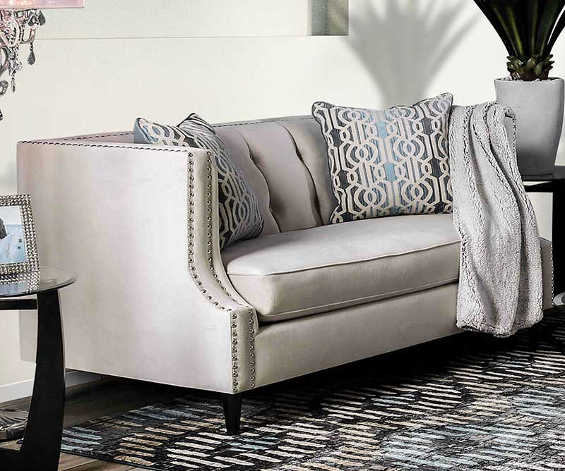 BRELLA - Coastal Modern Living Room Beige Microfiber Sofa & Loveseat Set - Made in USA