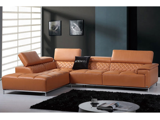 MELLEN - Modern Orange Genuine Italian Leather Sectional Sofa
