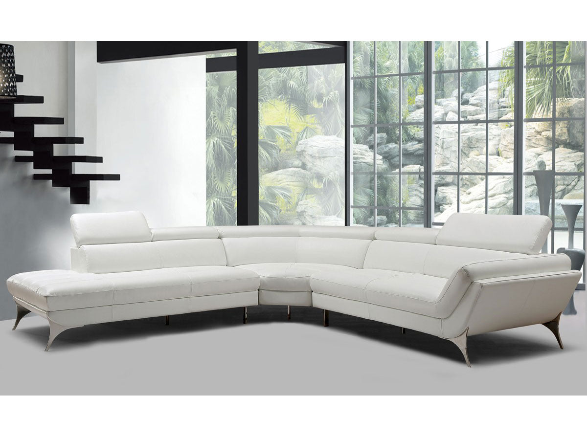 POLARIS - Modern White Leather Sectional Sofa