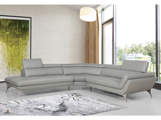 ODENSE - Modern Gray Italian Leather Sectional Sofa