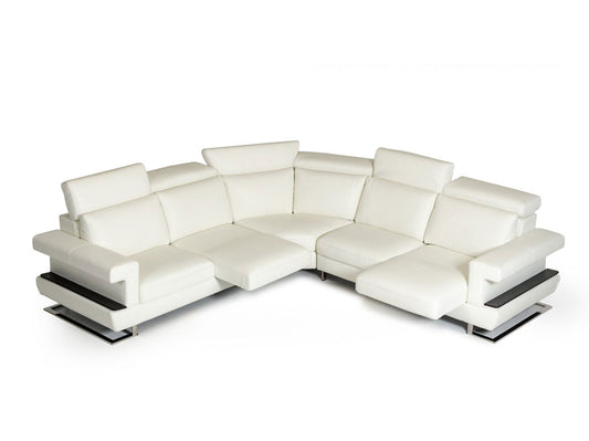 FARO - Modern White Genuine Italian Leather Sectional Sofa