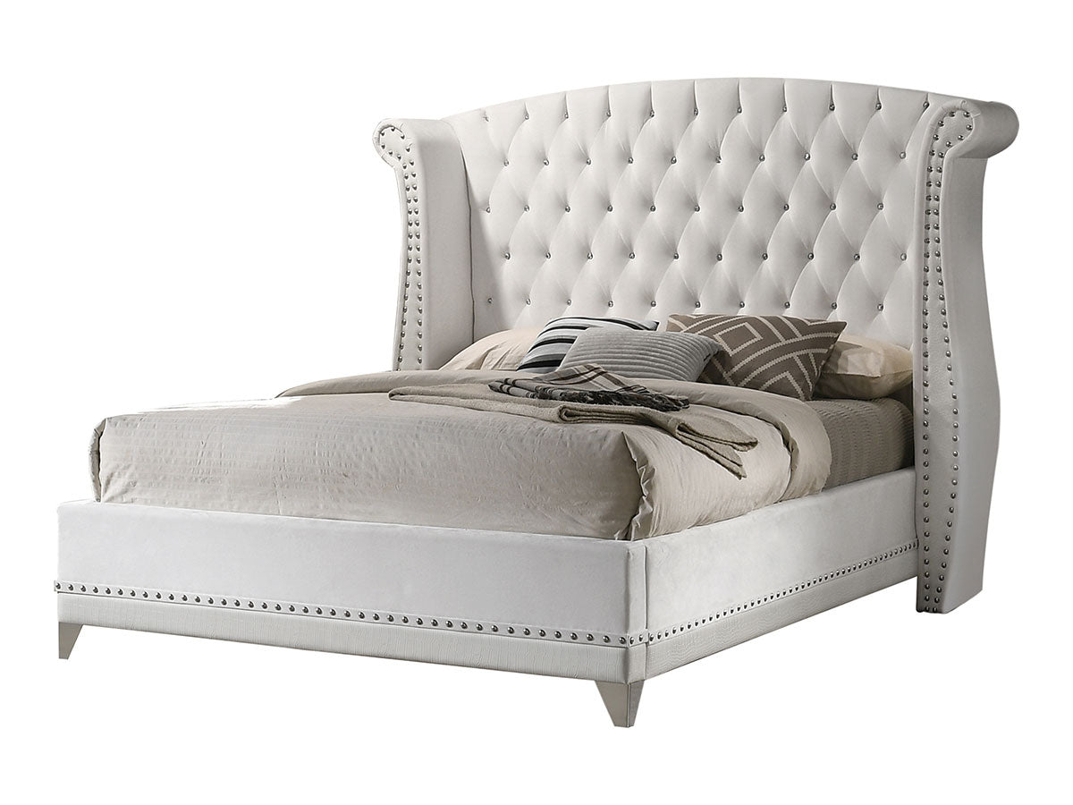 VANELLI - Mid-Century Modern White Chrome Finish 5 pieces Bedroom Set