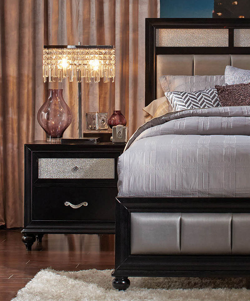 NORWICH - Modern Glam Black & Gray 5 pieces Bedroom Set