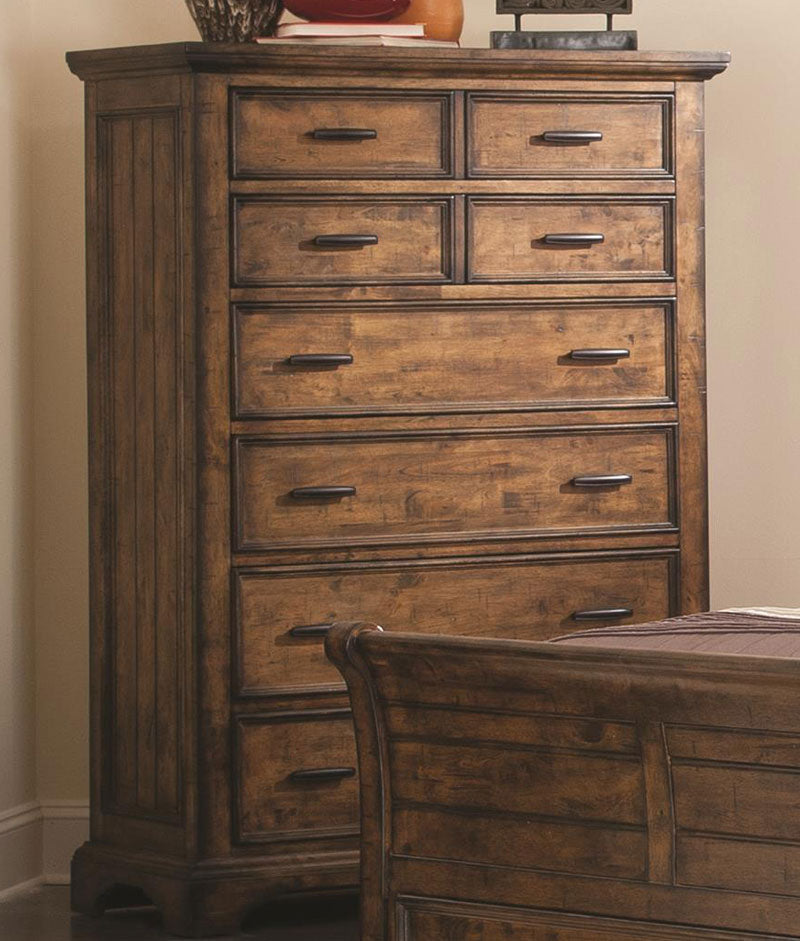 ASHBY - Traditional Vintage Bourbon Solid Wood 5 pieces Bedroom Set