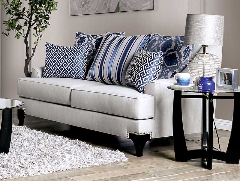 FARRIS - Transitional Living Room Light Gray Chenille Sofa & Loveseat Set - Made in USA