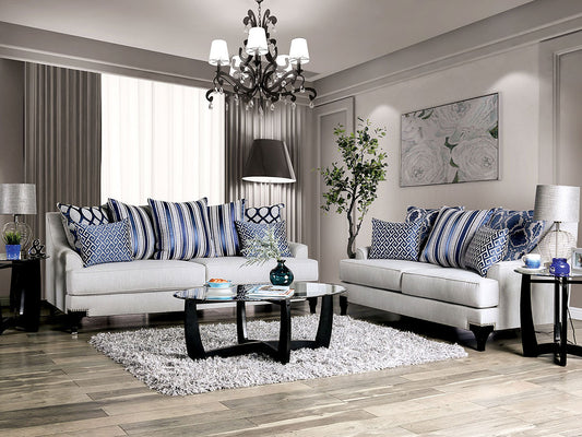 FARRIS - Transitional Living Room Light Gray Chenille Sofa & Loveseat Set - Made in USA