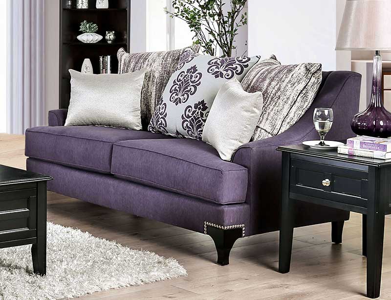 PALISADES - Transitional Living Room Purple Chenille Sofa & Loveseat Set - Made in USA